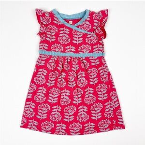 Tea Collection Coral Blue Wrap Neck Dress 6